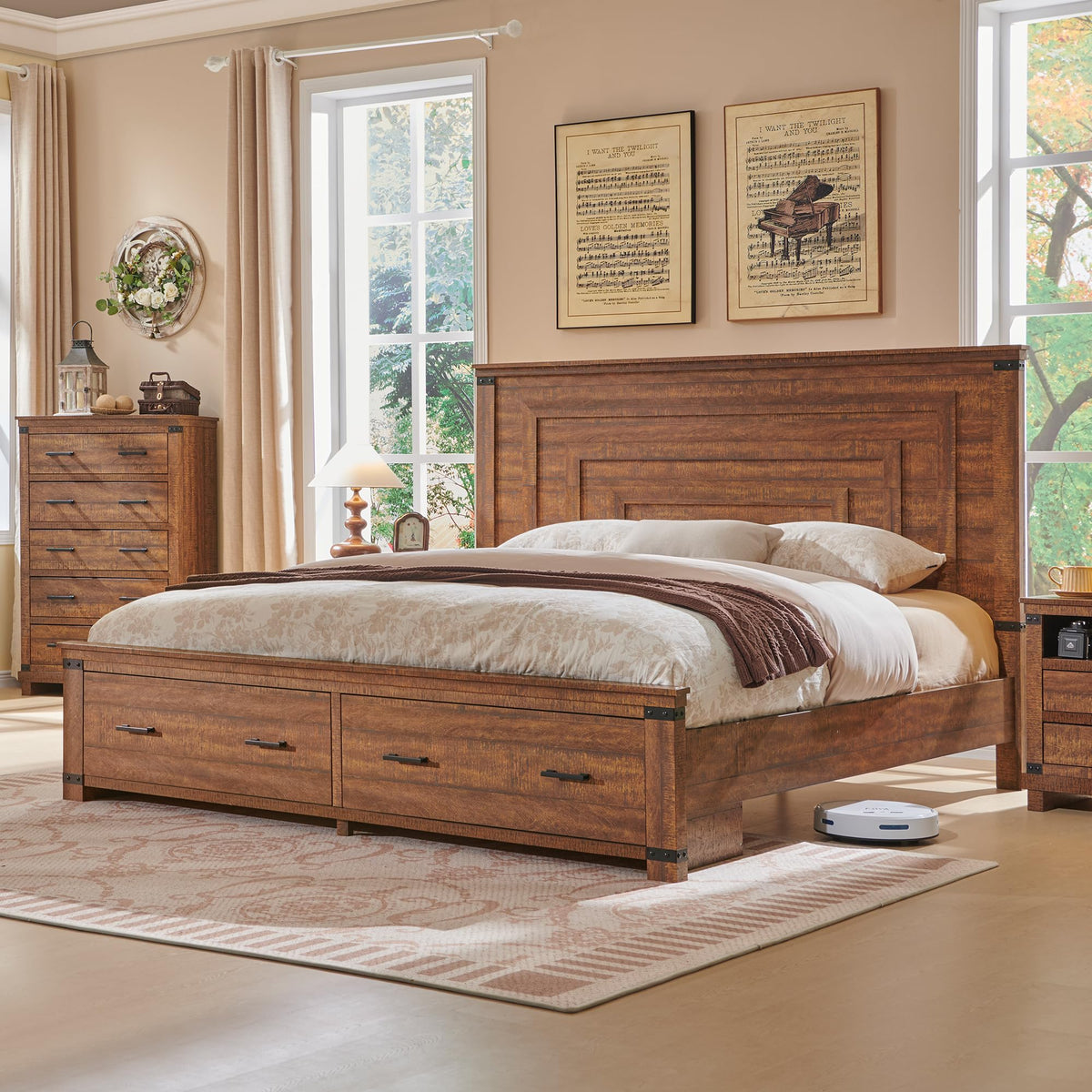 54" Farmhouse Bed Frame with headboard, Reclaimed Barnwood