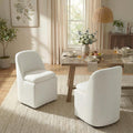 Upholstered Dining Chairs with Casters, Washable Cover Modern Dining Room Chairs with Thick Cushion & Sturdy Metal