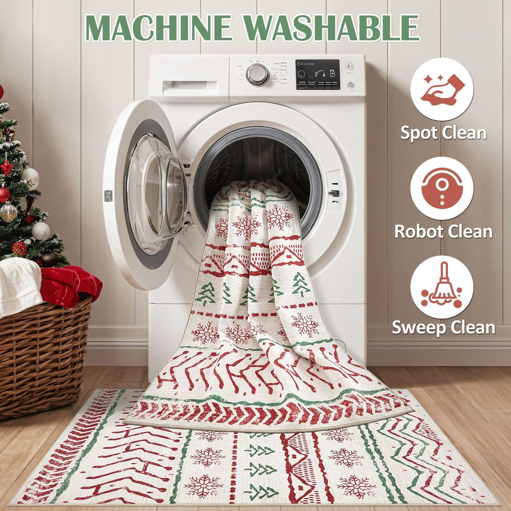 Christmas Rug Kitchen Runner Rugs: 2x6 Washable Boho Neutral Soft Modern Stain Resistant Indoor Floor Carpet Non Slip