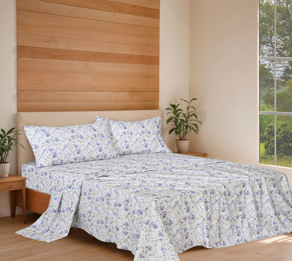 100% Cotton Organic Queen Sheets, Percale Queen Sheet Set, Heather