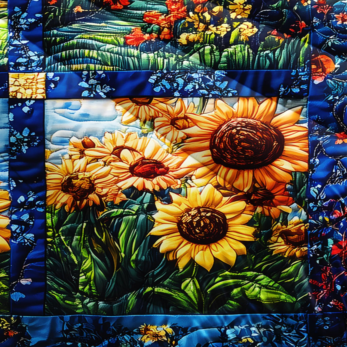 Yellow Sunflower Comforter Set, Bedding Quilts Sunflower, Rustic Farmhouse Bedroom Set Bedding