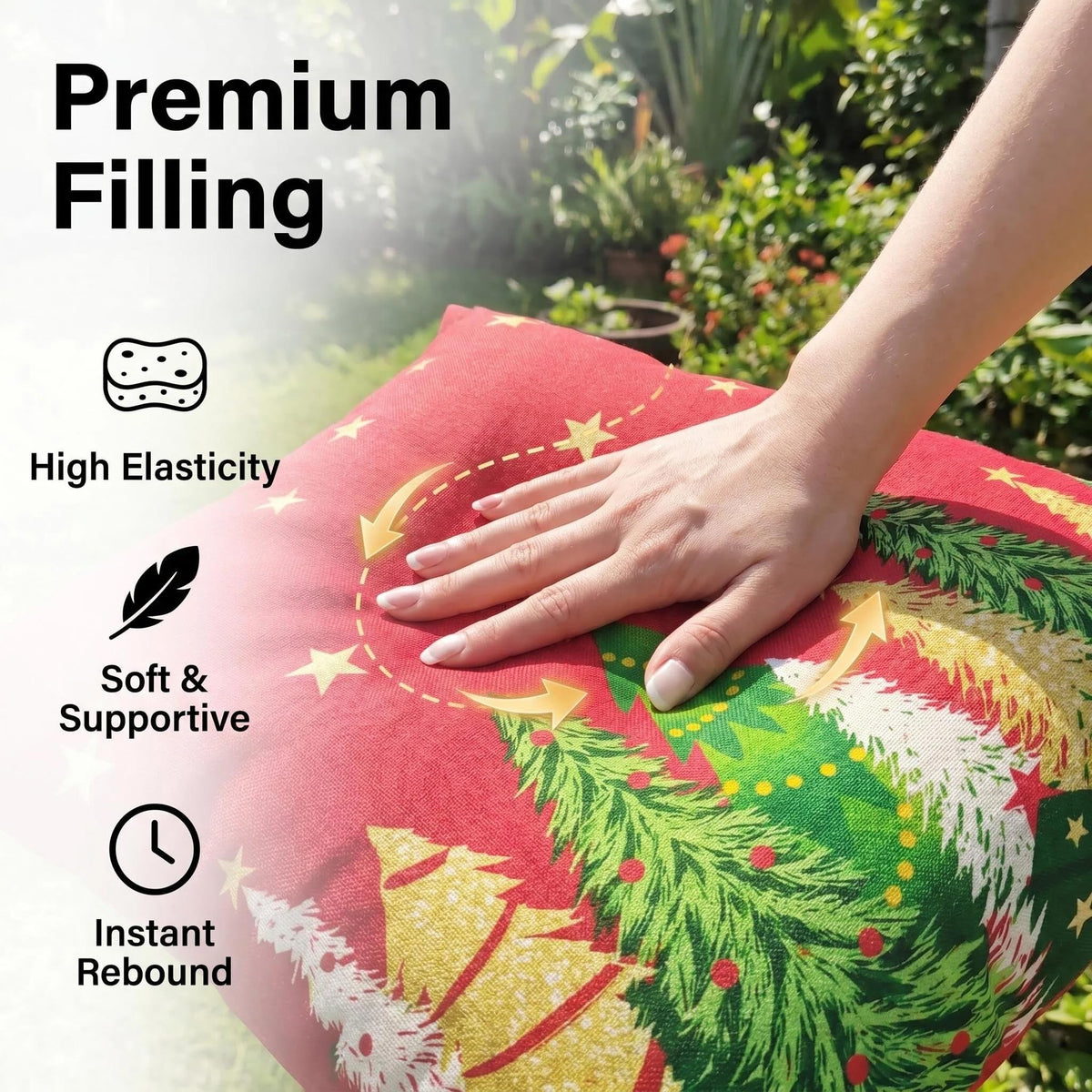 Outdoor Pillow Covers 18x18 Inch, Set of 2 Christmas Tree Pattern Throw Pillow Covers with Inserts Included, Home