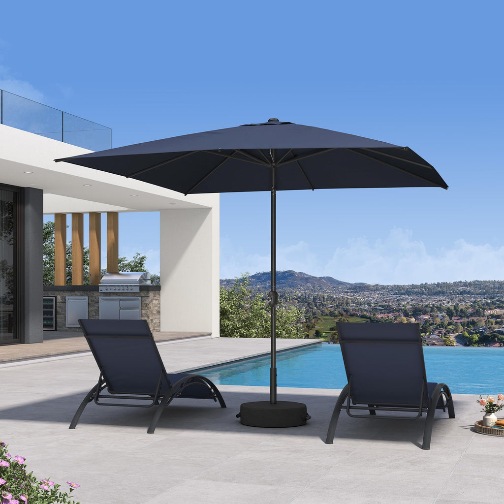 Patio Pool Umbrella 8' x 8' with Base UV Protection, Navy Blue