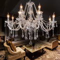 Twelve-Light Modern K9 Crystal Glass Chandelier for Large Rooms