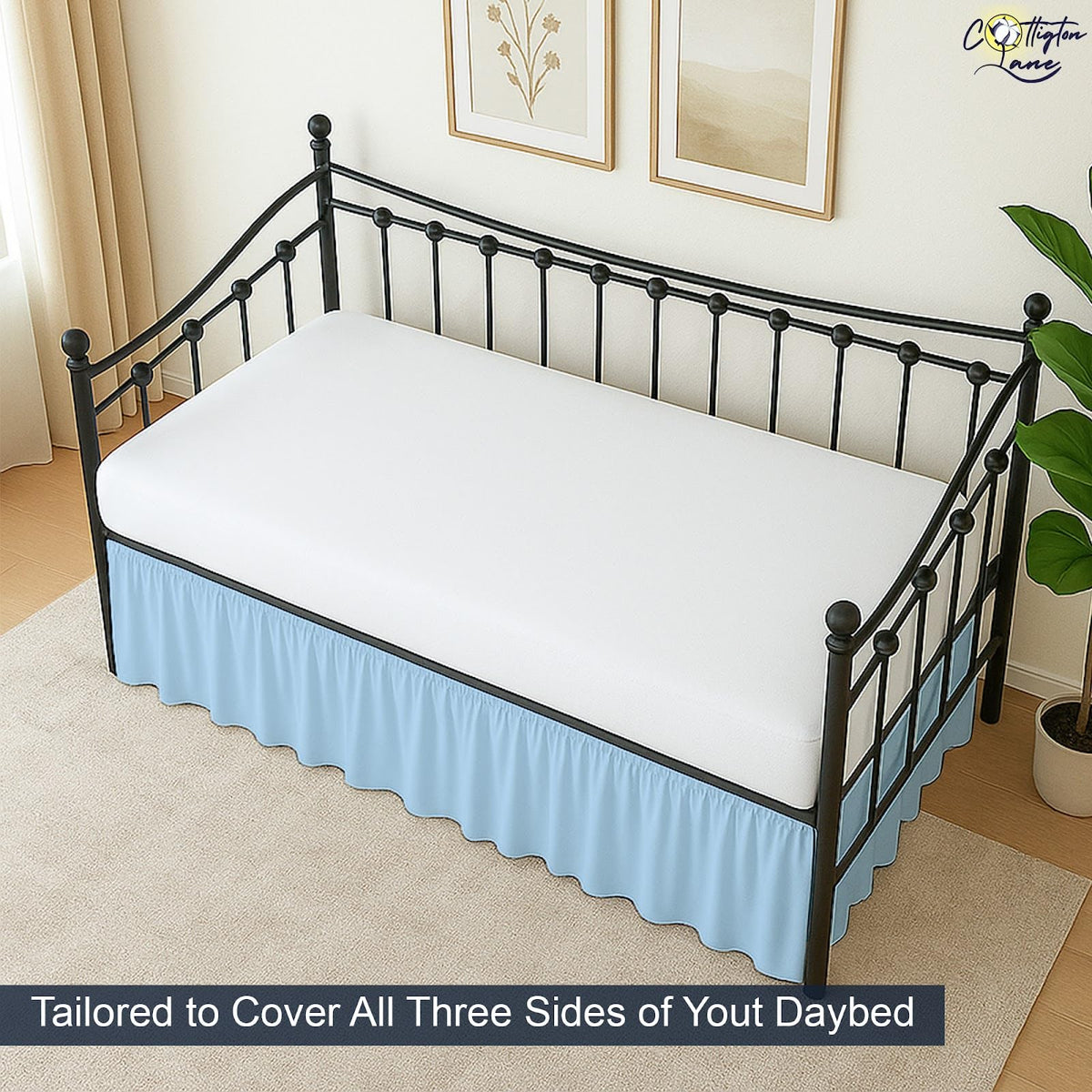 Daybed Skirt with Split Corners Gather Dust Ruffle Bedskirt 21 Inch Drop, Premium Hotel Quality Brushed