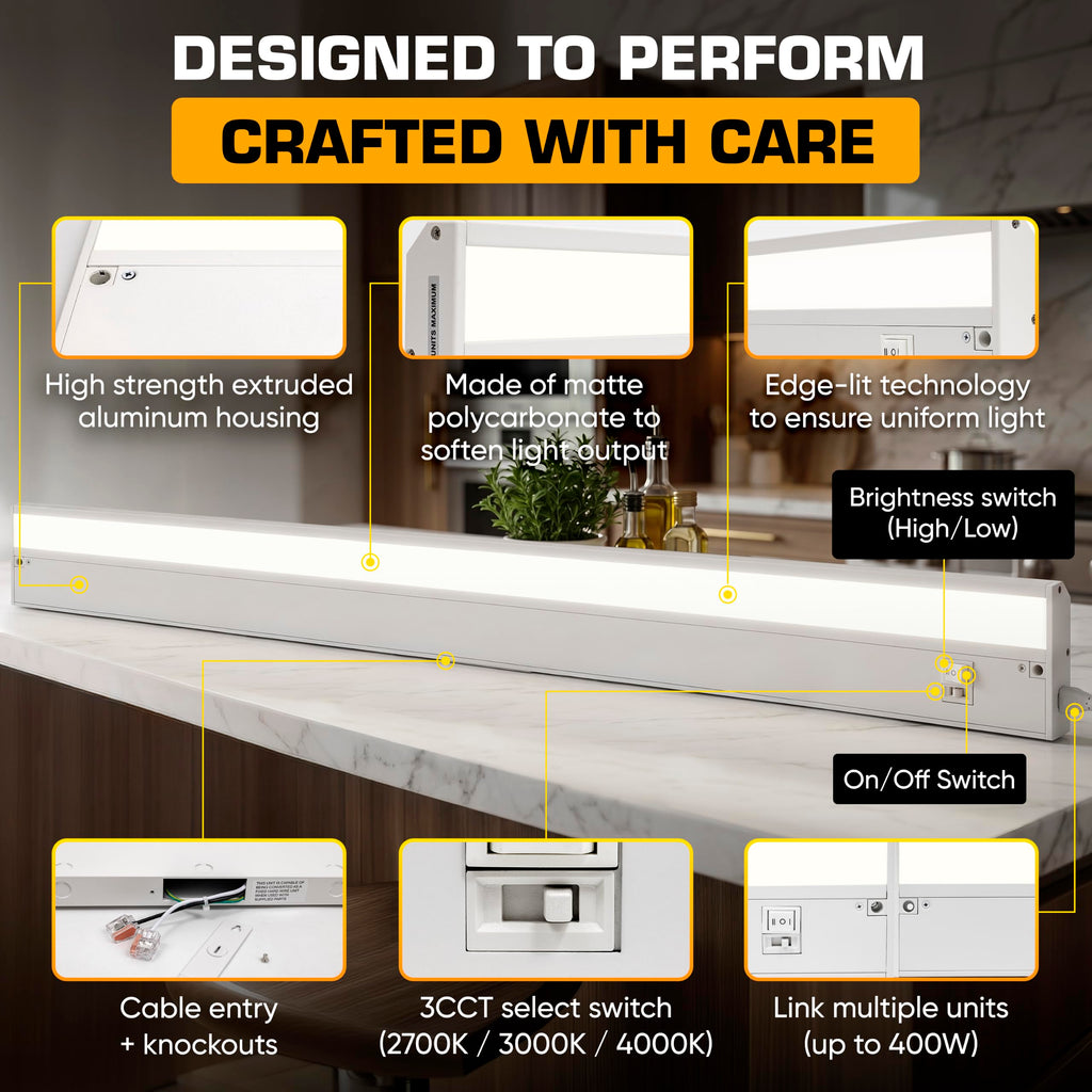 LED Under Cabinet Lighting Hardwired - 40 Inch White