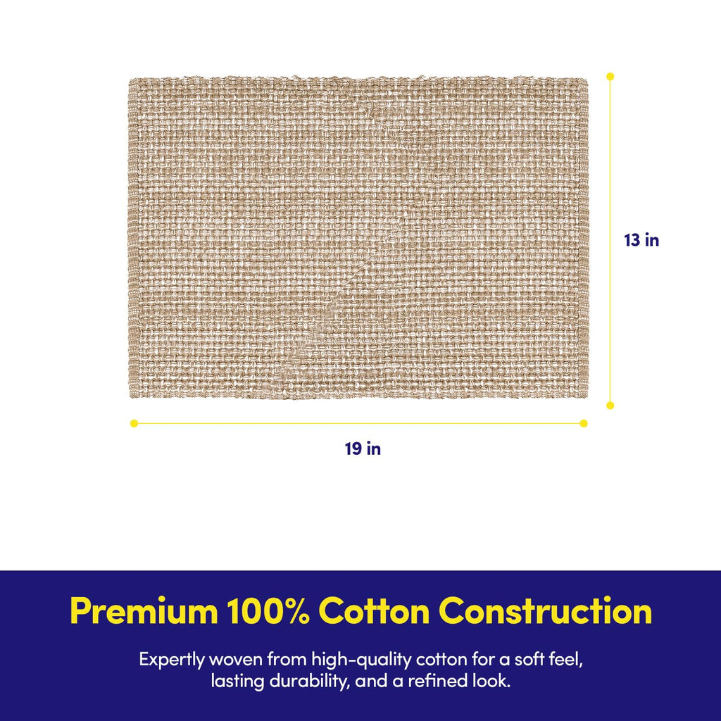 100% Cotton Placemats Rectangle Two Tone Woven Fabric 13" x 19" Soft Durable Table Mat Set, Set of 6, Taupe
