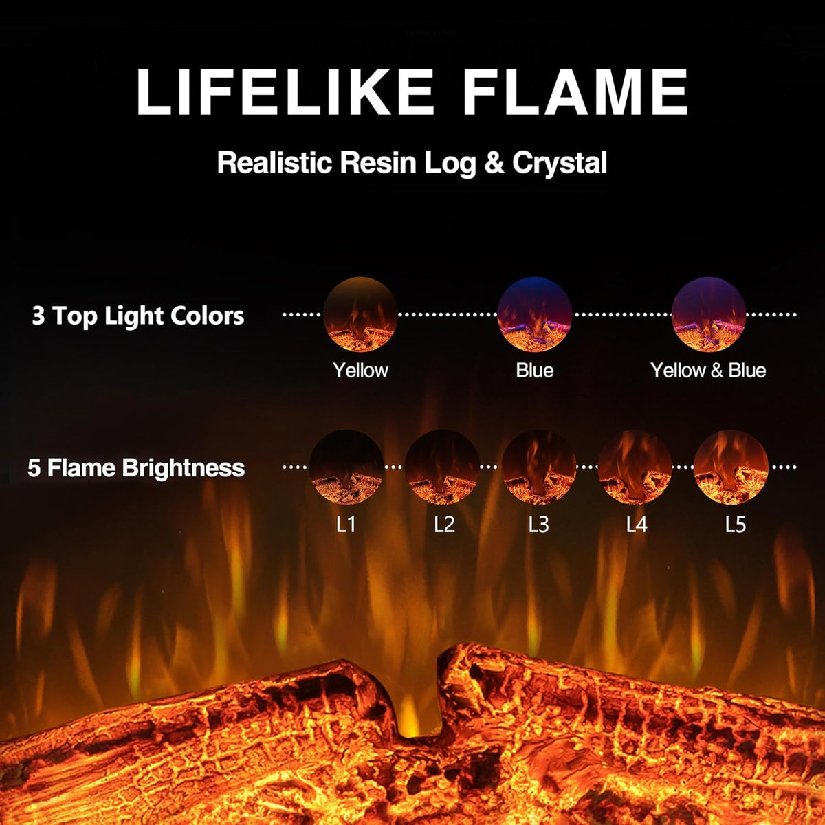 36'' Electric Fireplace Inserts, Recessed & Built in Wall Electric Fireplace Heater with Fire Crackling Sound