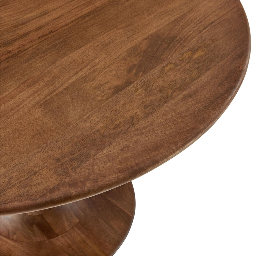 Inspired Saarinen Style 48 Inch Round Wood Dining Table in Walnut - Solid Mango Wood Tabletop with Pedestal Base - Mid Century Modern