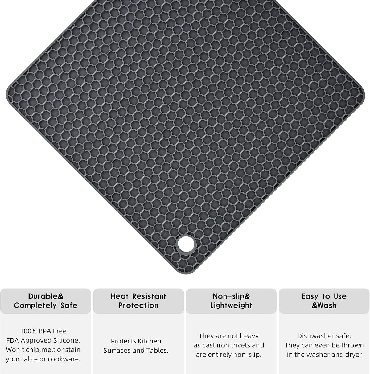 Silicone Trivets Mats Set, Silicone Hot Pads Pot Mat for Countertop, Trivet Pads Heat Resistant, Table Placemats - Set of 4