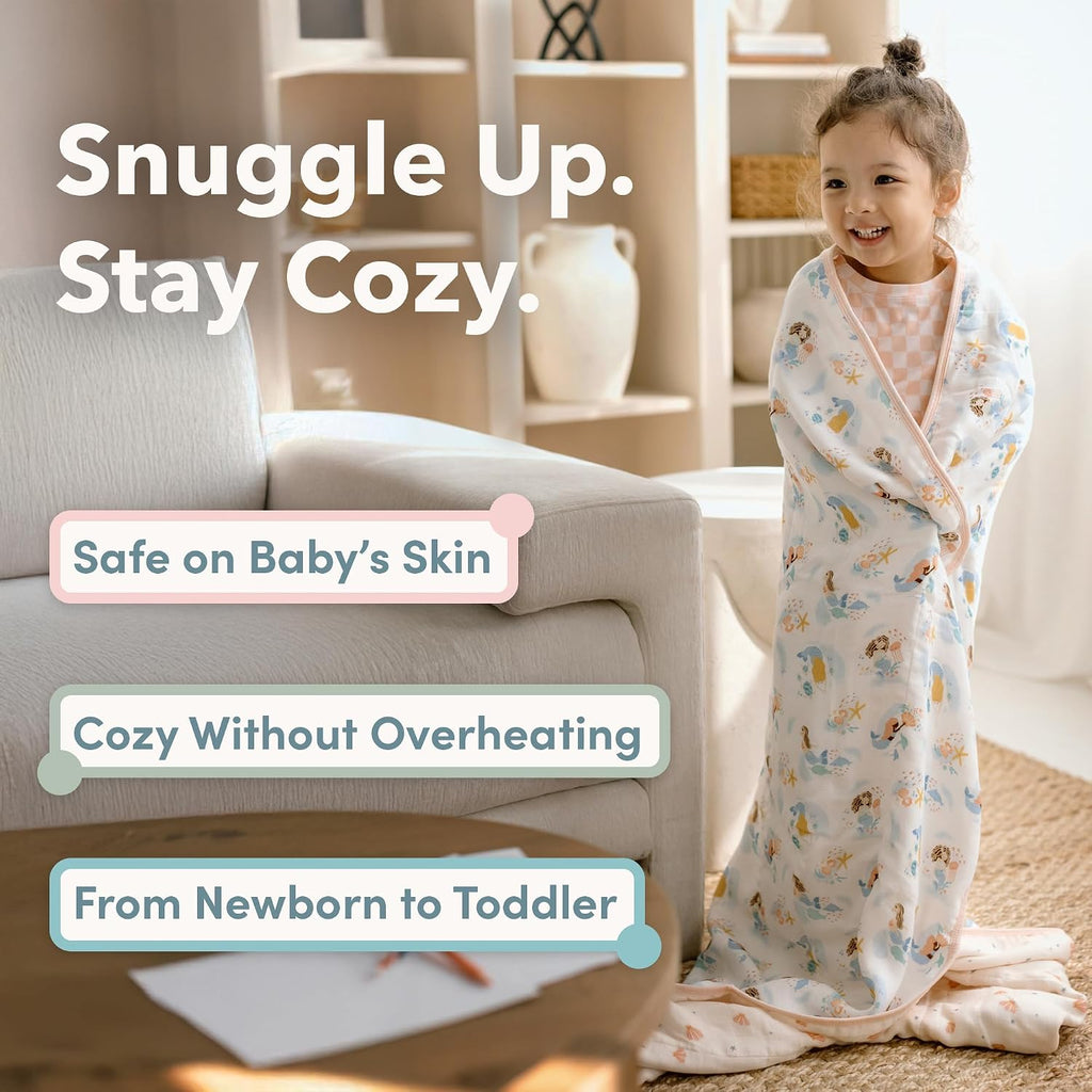 Muslin Quilt Blanket for Baby & Toddler, Layer Tanboocel & Cotton, Soft Breathable Lightweight Quilt for Tummy