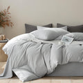 100% Cotton Duvet Cover Set, Washed Linen-Like Texture