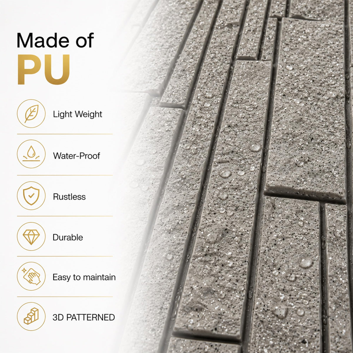 3D Stacked Ledger Stone PU Wall Panels, 23.6"x47.2" Speckled Grey