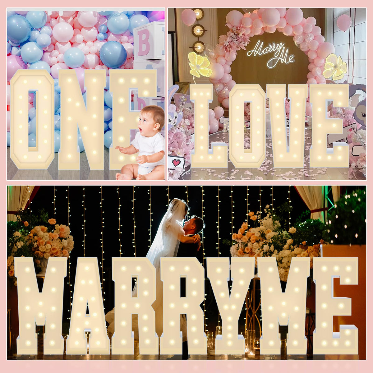 4FT Plastic Marquee Letters W Light Up Number Quick Assembly ToolFree