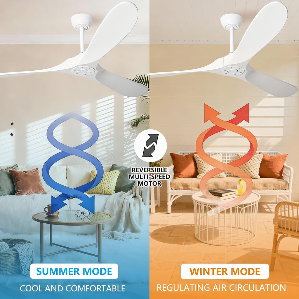 72" White Outdoor Ceiling Fan with Remote, No Light