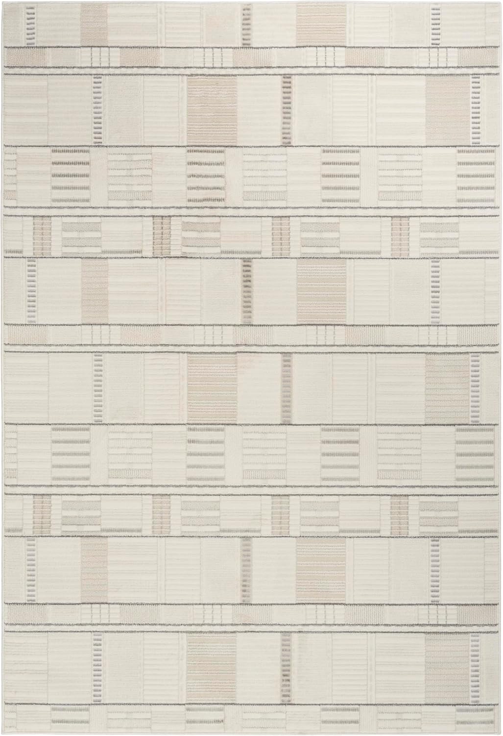 Home Nordic Ivory Grey Area Rug - Easy Clean, Non Shedding, Bed Room, Living Room, Dining Room, Kitchen