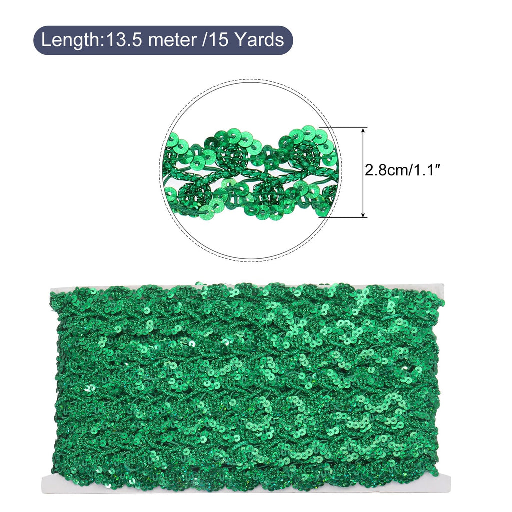 Sequins Beaded Lace Trim 1.1 Inch Wave Sequin Braid Trim Strip Paillette Sequins Ribbon Trim for Crafts - 15 Yard