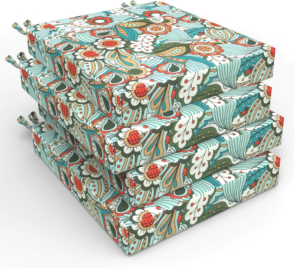 Patio Chair Cushions Set of 4, 18.5" x 16" x 3" Waterproof Outdoor Chair Cushions for Furniture, Seat Cushion with