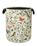 Bird Butterfly Laundry Basket,Oxford Cloth Vintage Nature Laundry Hamper With Handle Foldable Portable Clothes