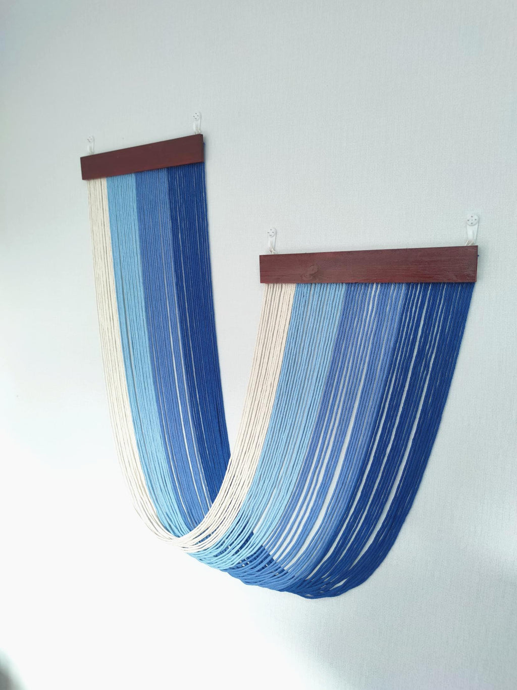 Tie-Dye Macrame Wall Hanging Large 46" Wx36 L Dip Dye Yarn Tapestry Home Boho Wall Decor Ombre Art Headboard Bedroom