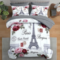 King Comforter Set with Sheets, 7 Pieces Paris Vintage Bedding
