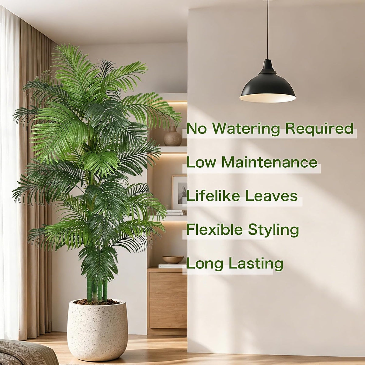 8FT Artificial Palm Tree, Tall Faux Tropical Floor Plant Indoor with Realistic Palm Leaves Fake Areca Trees with Pot