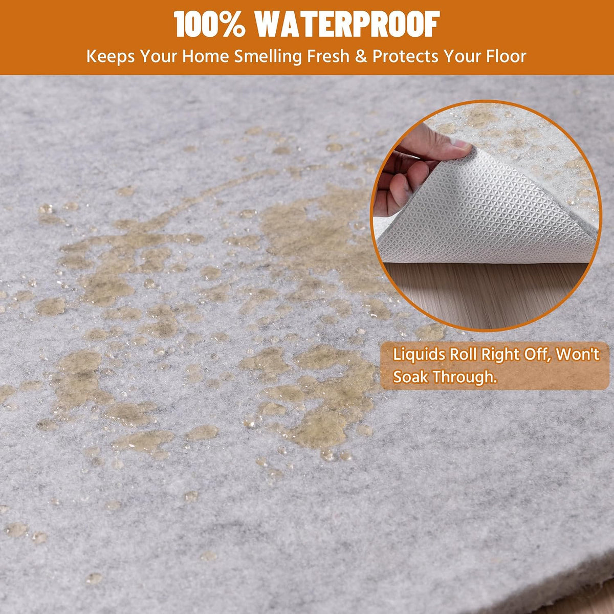 4' x 6' Non Slip Rug Pad Waterproof, 1/4" Thick 100% Felt +Rubber Rug Pad, Under Area Rug Pad Protective Cushioning - Set of 24