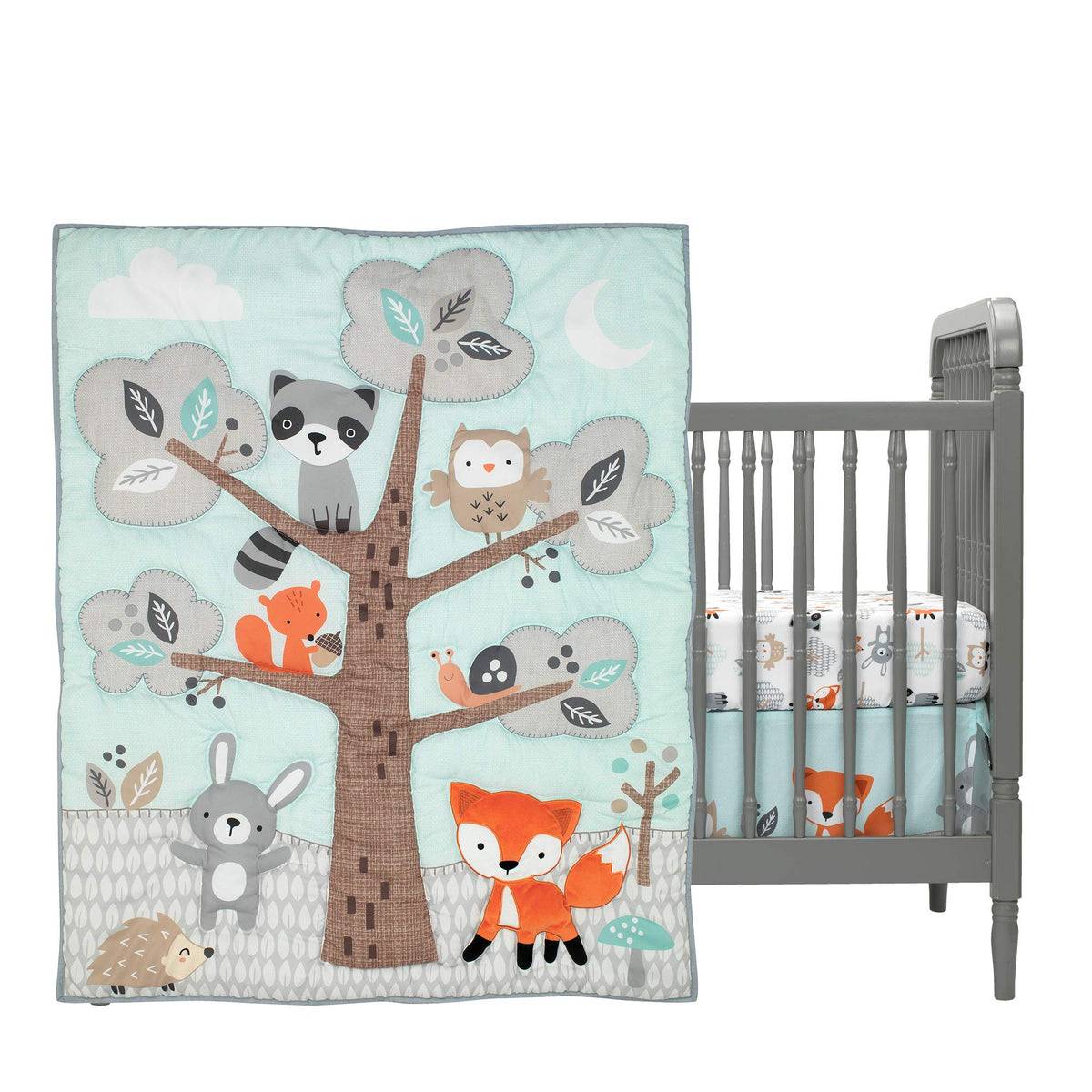 Woodland Friends 3Piece Crib Bedding Set, Multicolor