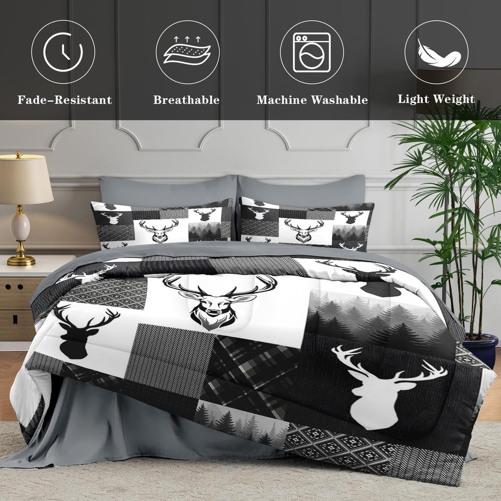 Comforter Set with Sheets, 7 Pieces Woodland Deer Bedding