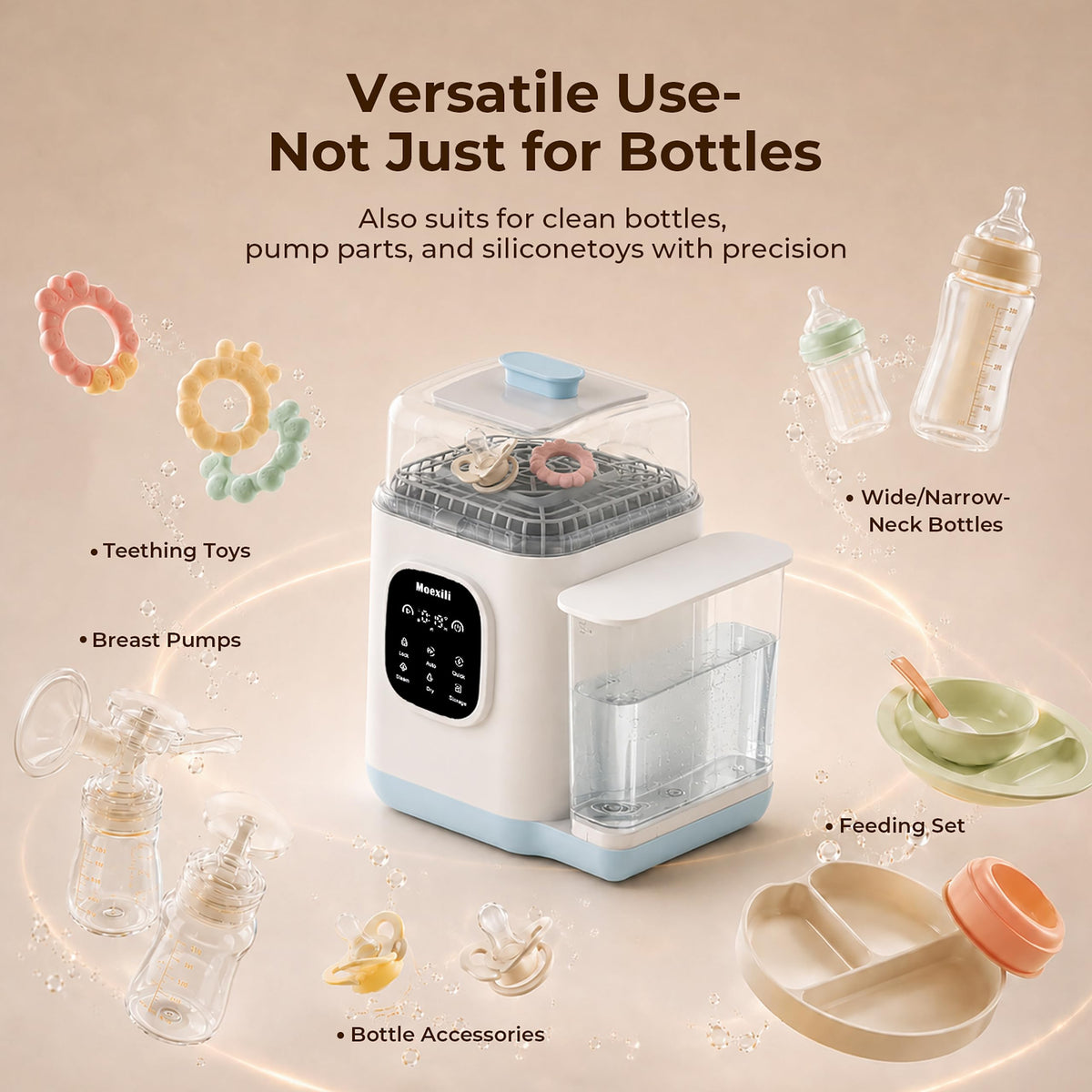 Baby Bottle Washer,Upgraded 3-Layer Cleaning,Sterilizer&Dryer