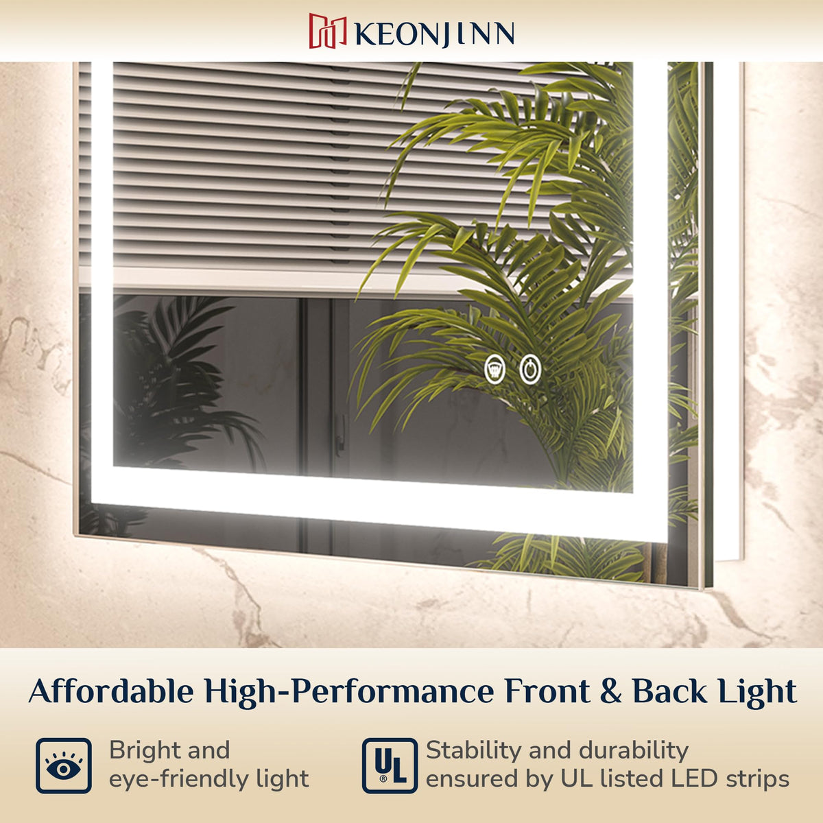 60x36 Inch LED Bathroom Mirror with Lights, Frontlit & Backlit