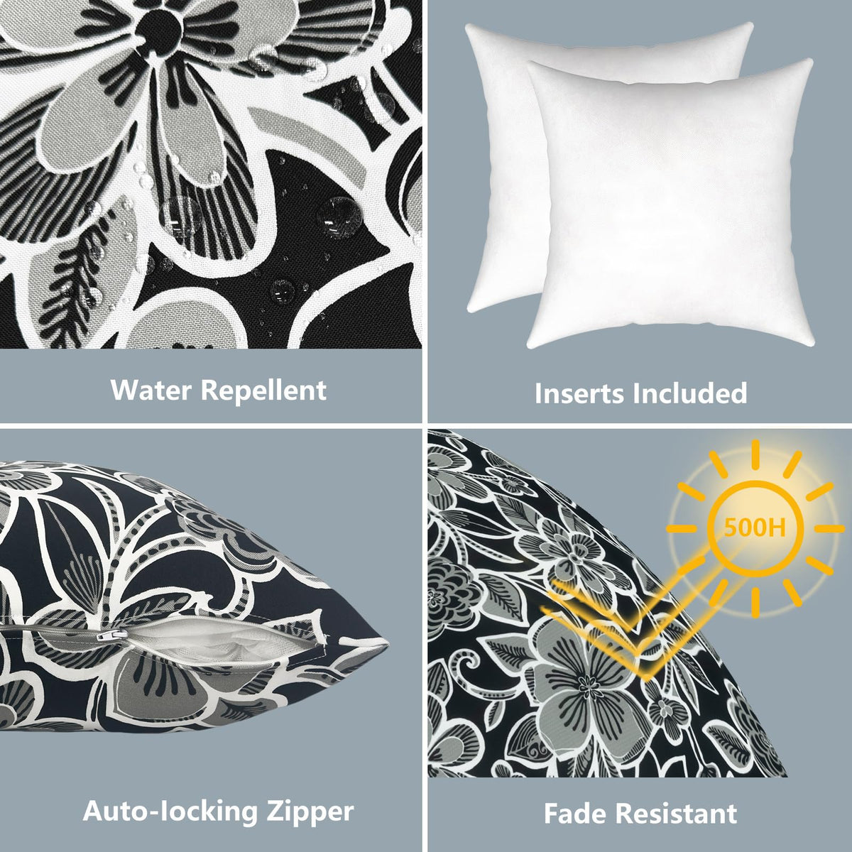 Outdoor/Indoor Throw Pillows, Decorative Throw Pillows with Inserts, 18"x18" Square Pillows for Bed, Couch, Sofa and