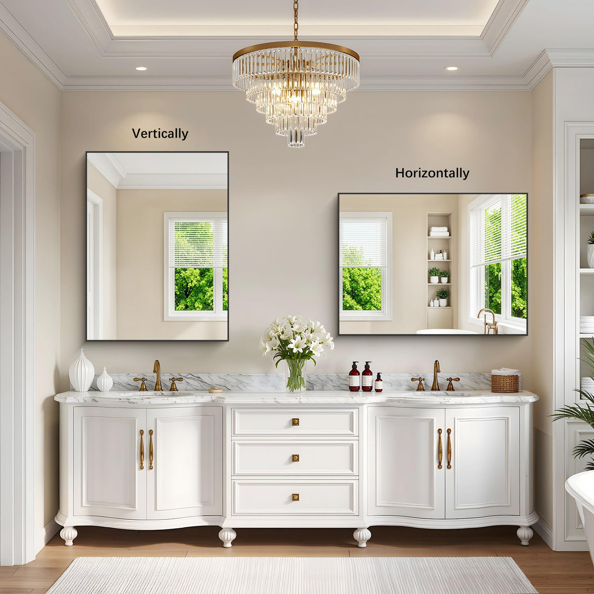 Black Bathroom Mirror for Wall, 30x40 Inch Rectangle Mirrors with Metal Frame