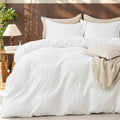 Luxury Textured Waffle Weave Duvet Cover Set, White