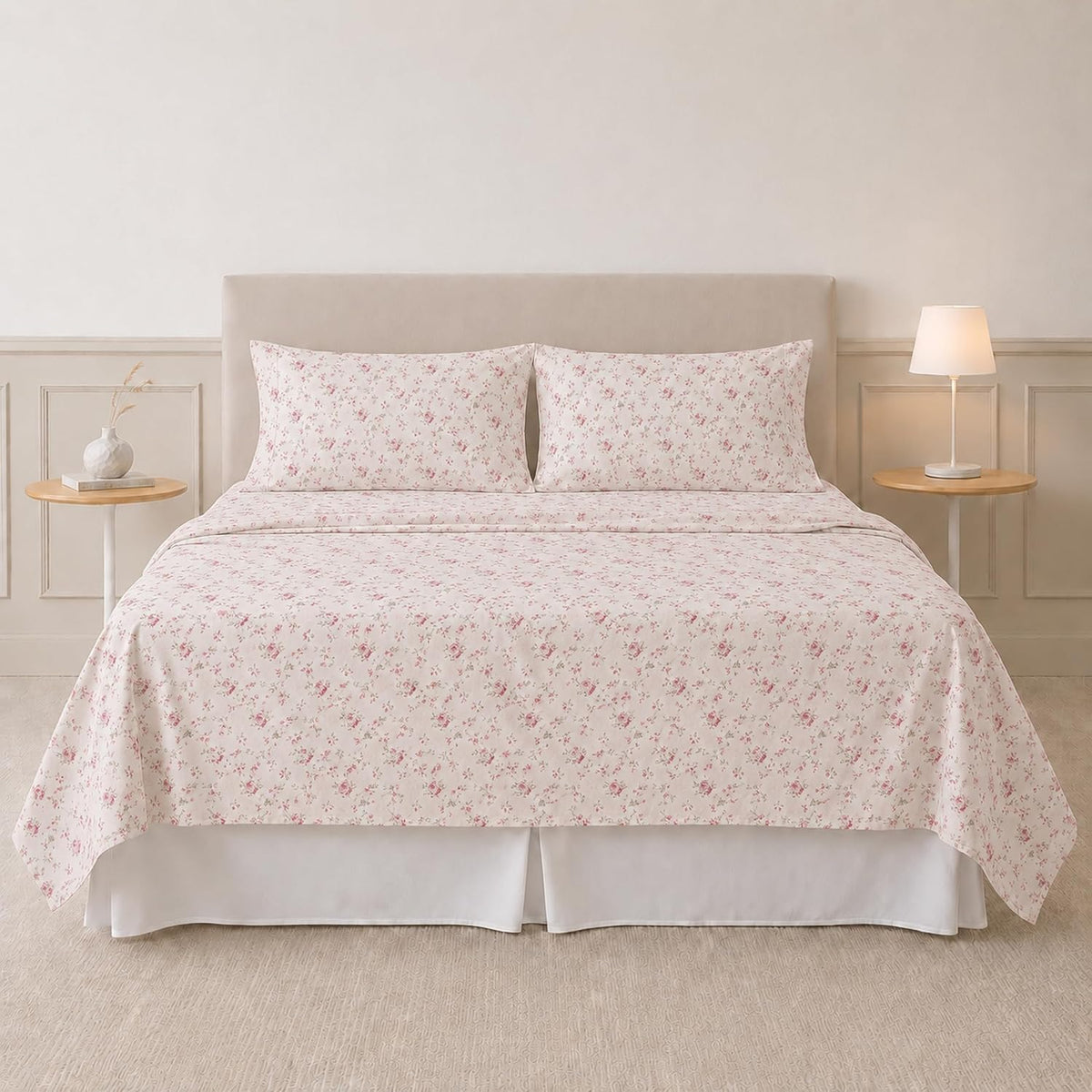 Printed 4-Piece Extra Soft Bedding Sheets & Pillowcase Set, Deep Pocket up to 16 inch Mattress Kashmir Rose Cal King