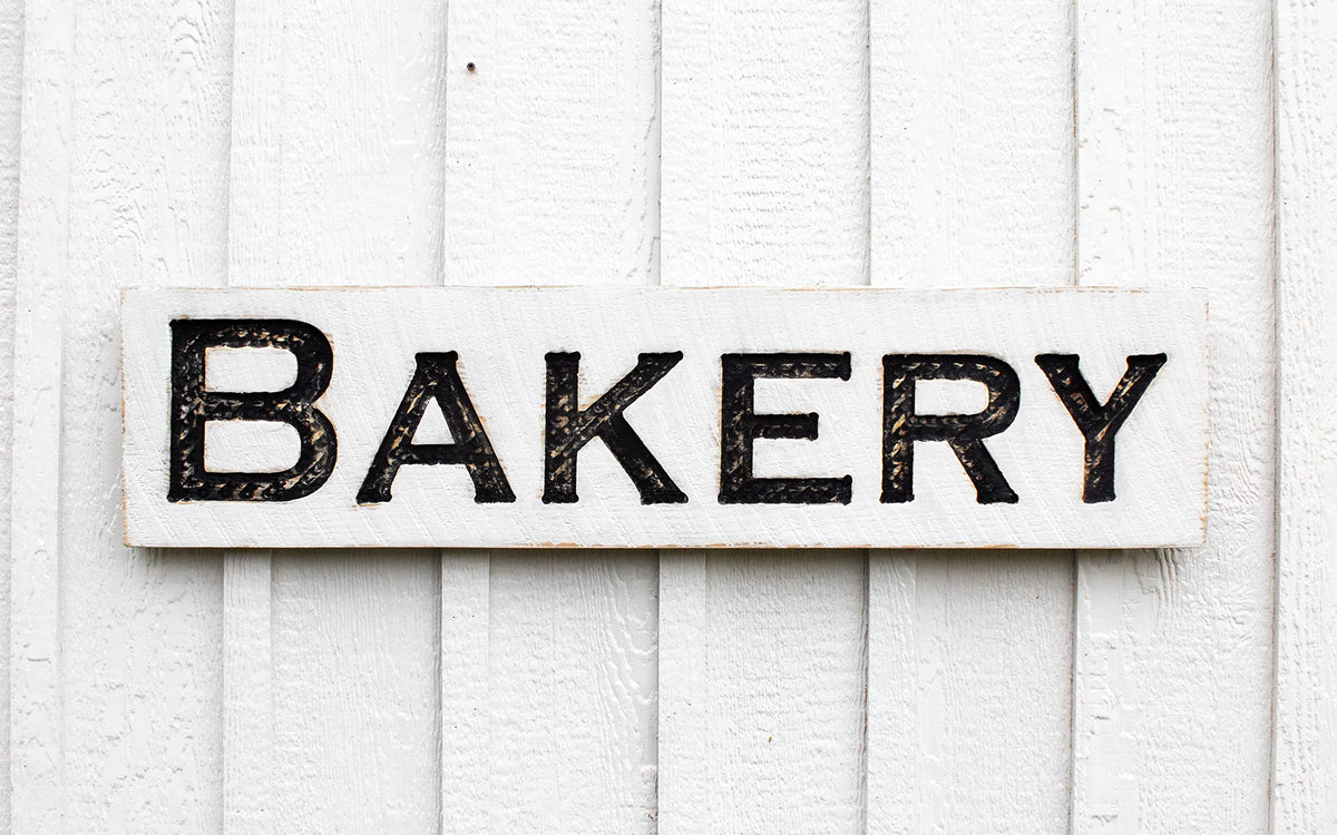 Bakery Wood Sign 40"x10" - Carved Rustic Bakery Wall Decor - Farmhouse Kitchen Sign - Handmade Wooden Bakery Sign