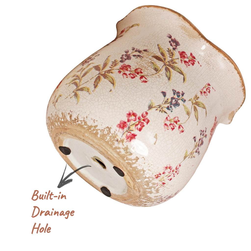 French Farmhouse Ceramic Flower Pot & Utensil Holder for Indoor/Outdoor