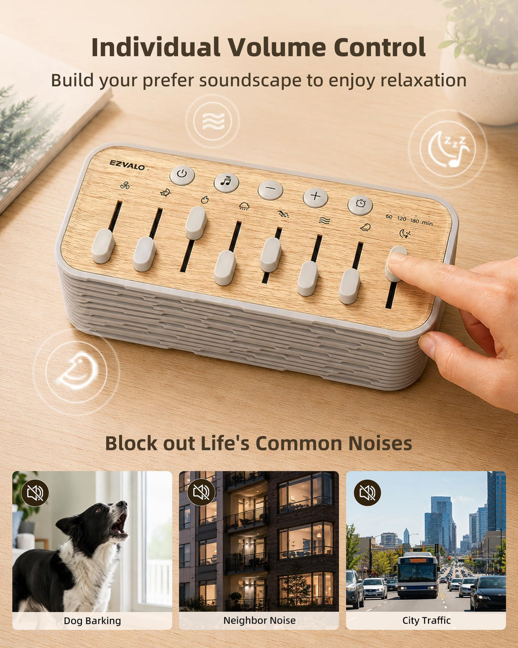 Sound Machine for Sleep, 255+ Natural White Noise Sound Combinations