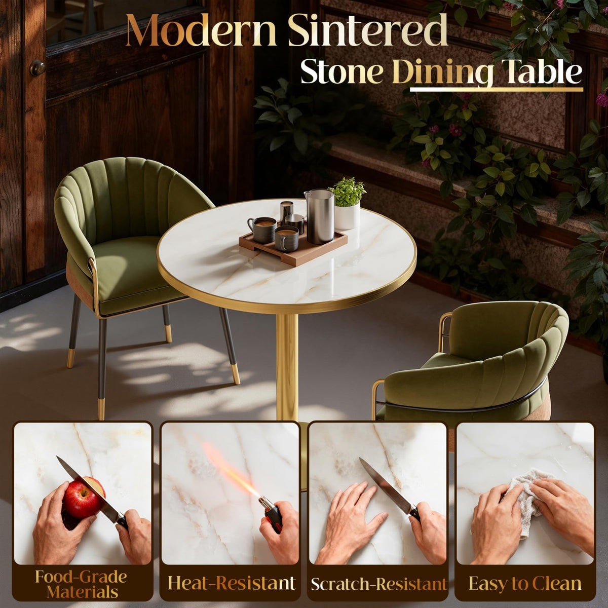 Inspired Saarinen Style 31.5" Tulip Table, Small Round Dining Table, Marble Bistro Table