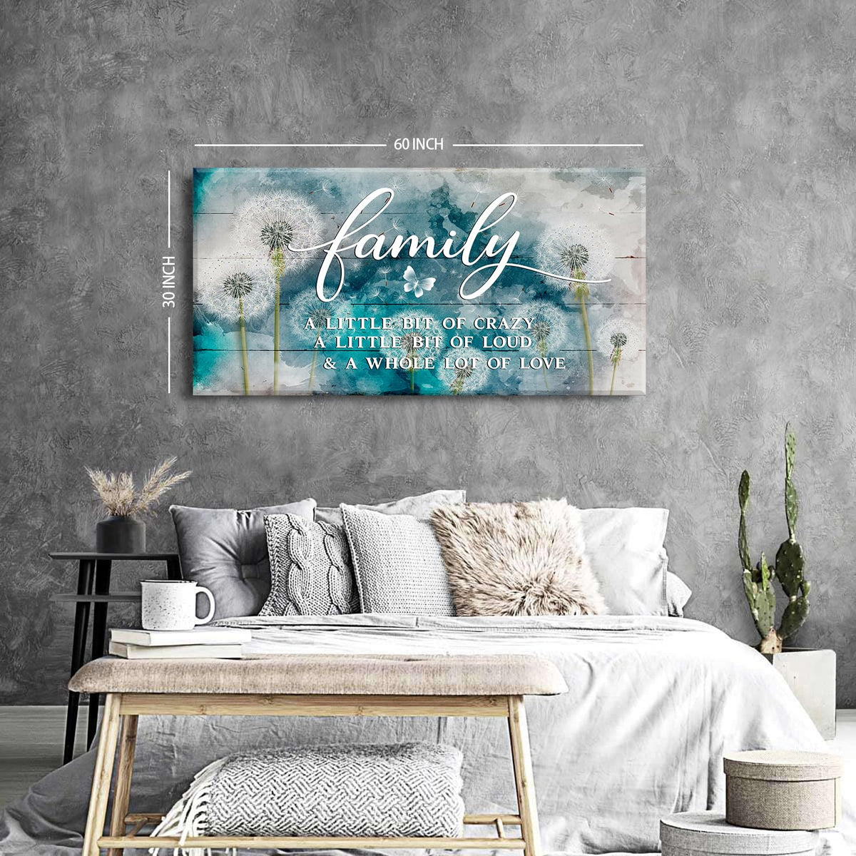 Inspirational Family Wall Art Farmhouse Home Decor Dandelion Botanical Canvas Prints Rustic Family Saying Sign