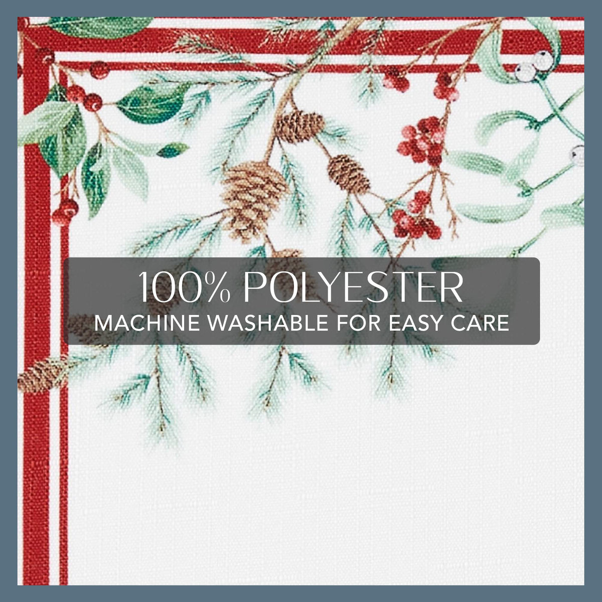 Winter Holiday Berry Fabric Tablecloth, Multicolor - 70" W x 70" L Round