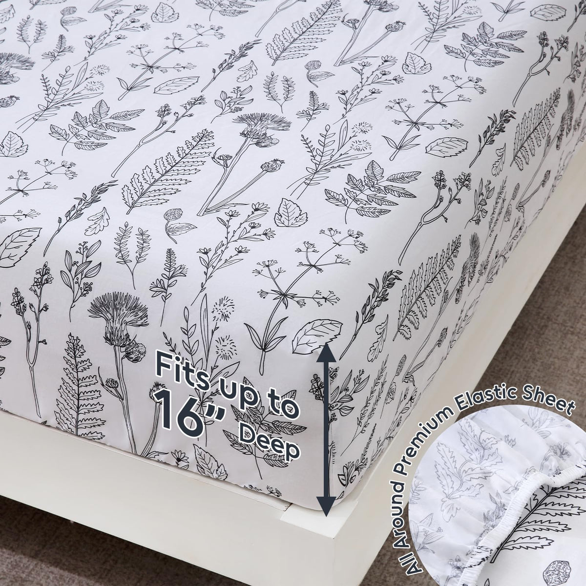 100% Natural Cotton Percale Sheets Set, King Size 4 PC, Breathable&Durable Hotel Quality Bedding, 16" Deep Pocket