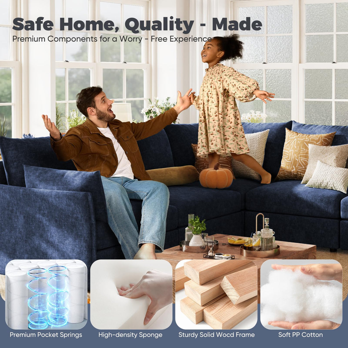 166.6" Oversized Modular Sectional Sofa, Large 9 Seater L Shaped Couch with Storage Ottoman with Reversible Chaise
