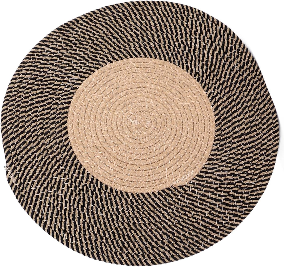 Round Jute Rug Reversible Retro Nordic Circle Carpet (45cm