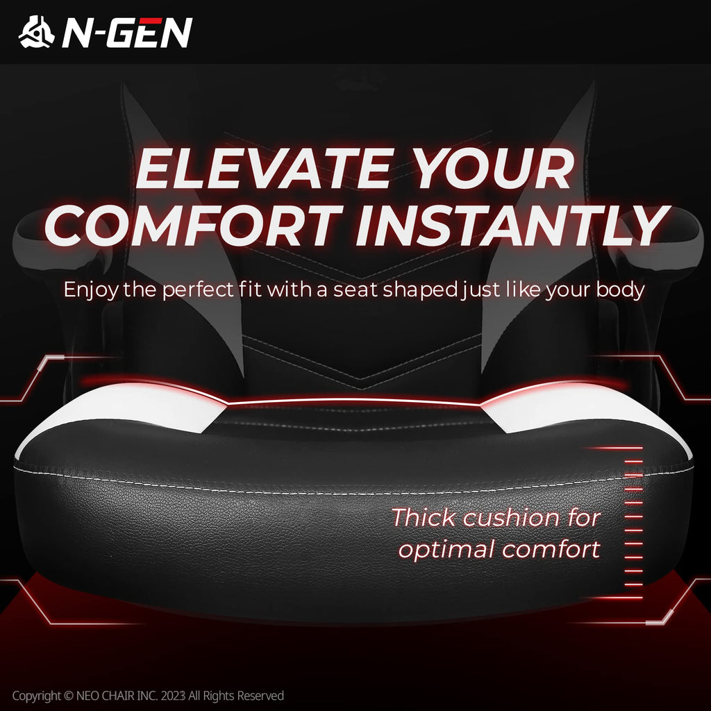 Gaming Chair, Lumbar, PU Leather, Flip-Up Arms, White