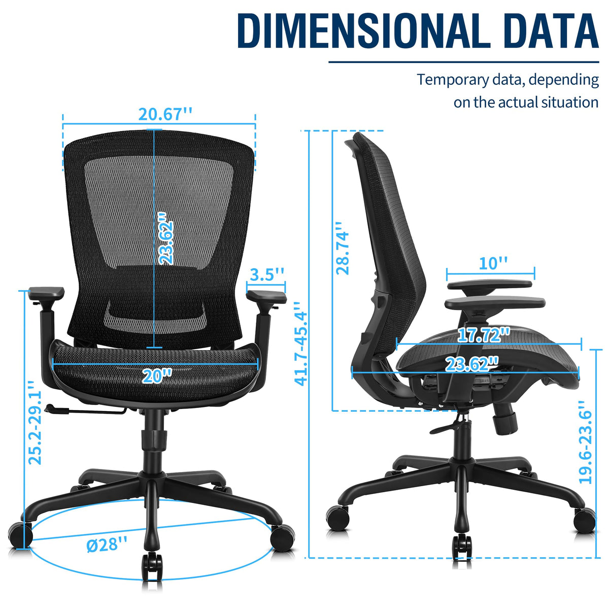 Ergonomic Mesh Office Chair — Black, Breathable Mesh Seat & Back