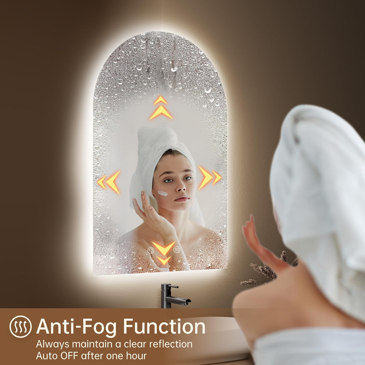 24"x36" Arched LED Lighted Bathroom Mirror with Lights
