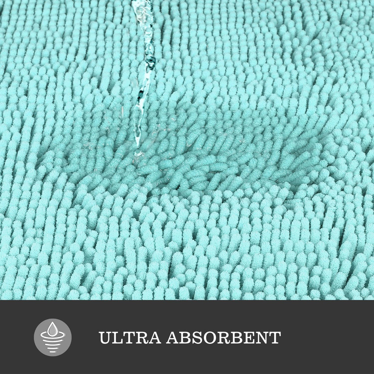 Aqua Bathroom Rug 30"x50",Thick Chenille Bath Mat,Absorbent and Washable Large Bath Rug Non-Slip, Extra Soft Rug