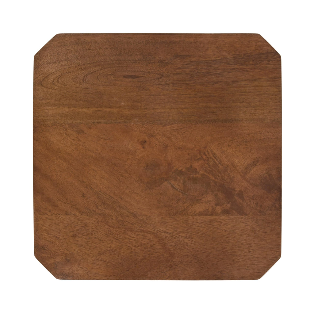 Inspired Saarinen Style Talcott Modern Square Wood Drink Table, 12 x 12 x 28, Walnut Brown, Transitional Decorative Two-Tier Pedestal Table