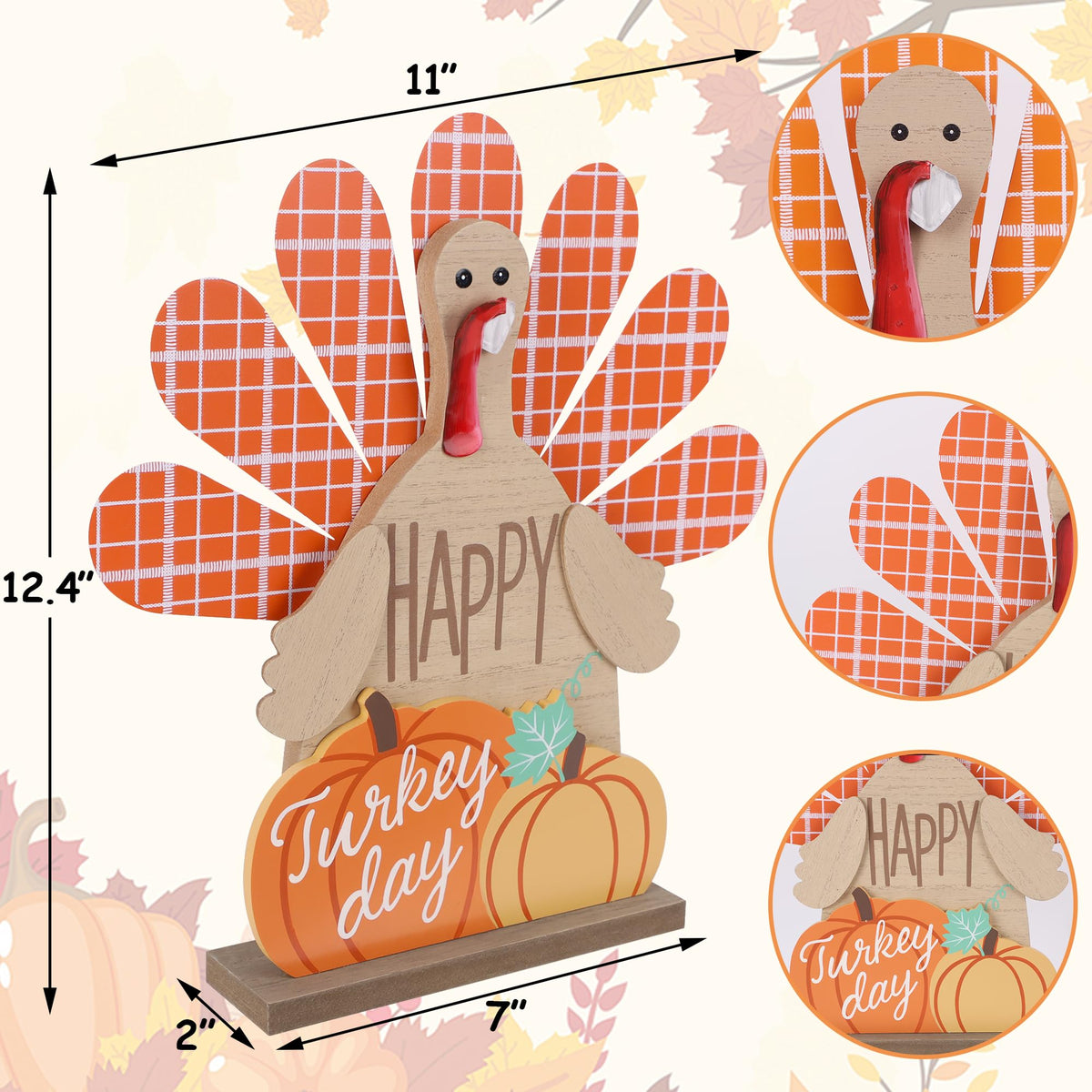 Thanksgiving Table Decorations Wooden Turkey Fall Centerpieces